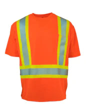 Forcefield Hi Vis Crew Neck Short Sleeve Safety Tee Shirt with Chest Pocket