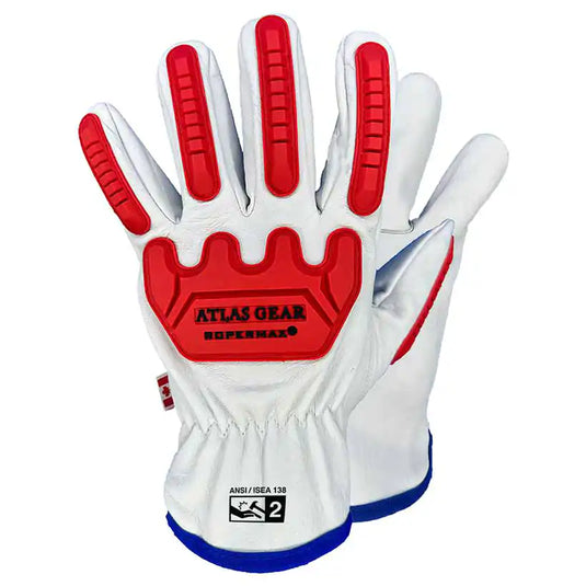 Summer Atlas Gear Leather Impact Gloves RoperMax®-803-Packs of 6