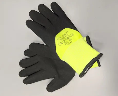 Black Micro Foam Nitrile ¾ Coated Hi-Visbilty Yellow Winter Gloves(X-Large)