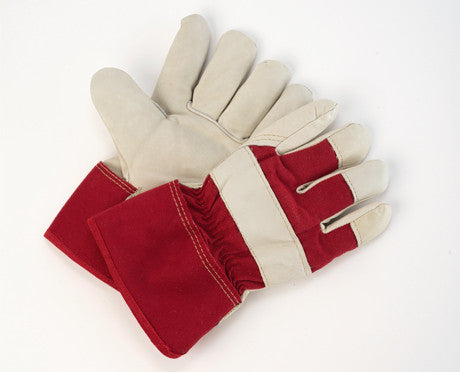 Real Leather Kids Elastic Wrist 3M Thinsulate Cold Weather Gloves Medium 5-7yrs / Red