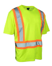 Forcefield Hi Vis Crew Neck Short Sleeve Safety Tee Shirt with Chest Pocket