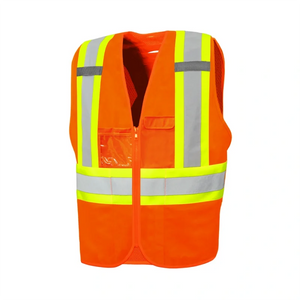 Ground Force | 5 Pt. Zipper Traffic Vest Solid/Mesh •  Class 2 •  7 Pockets