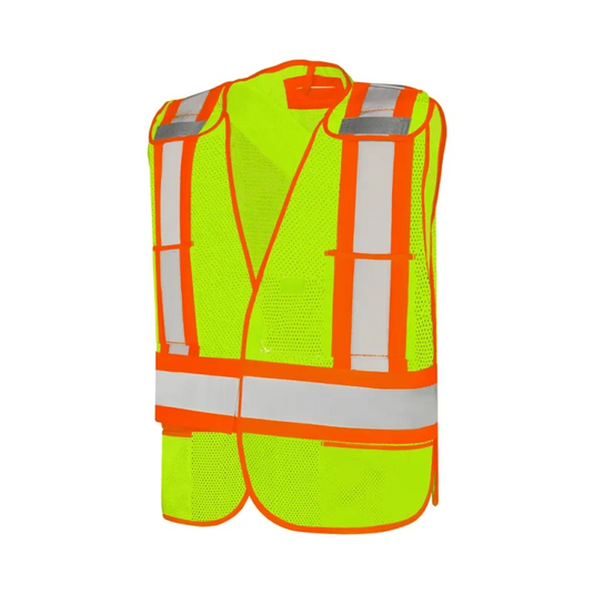 Universal 5 Pt Traffic Vest Mesh in Lime Yellow Hi-Viz