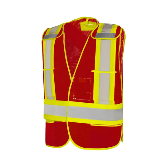Universal 5 Pt Traffic Vest Mesh in Red Hi-Viz