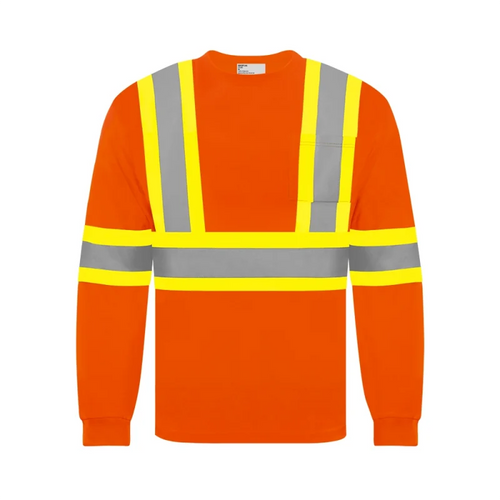 Ground Force | Long Sleeve Polyester Traffic T-Shirt • 4″ Refl. Tape