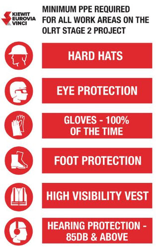 MINIMUM PPE REQUIRED FOR ALL WORK AREAS ON THE OLRT STAGE 2 PROJECT