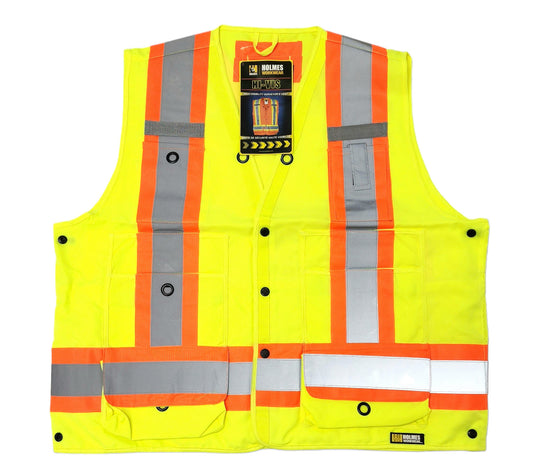 Holmes Work Wear Lime Green Hi-Vis Surveyors Vest