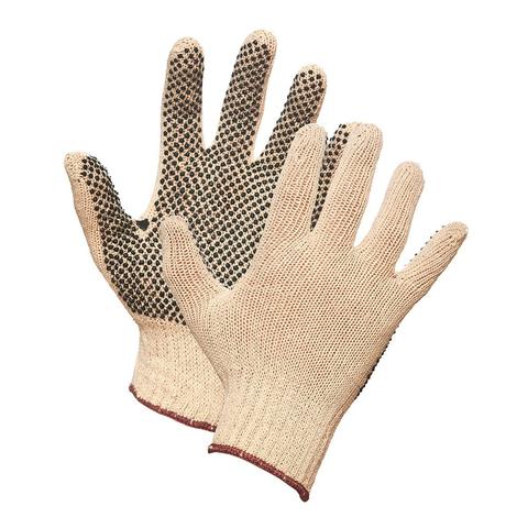 String Knit Gloves w/ Palm Dots • Bleached • General Purpose • 24 pk