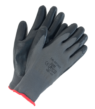 Black Foam Nylon Gloves • Nitrile Coated • 12 pk