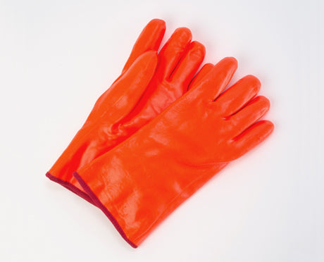 Foam Insulated Orange PVC Gloves • 12″ Length • 6 pack